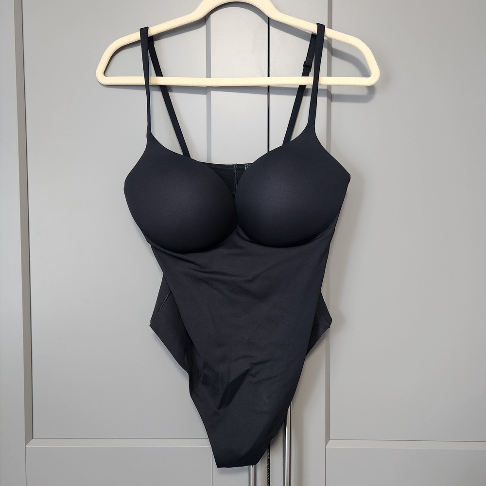NEW Skims Ultimate Body Push-Up Thong Bodysuit Large L Black $144 SL-THG-8044W